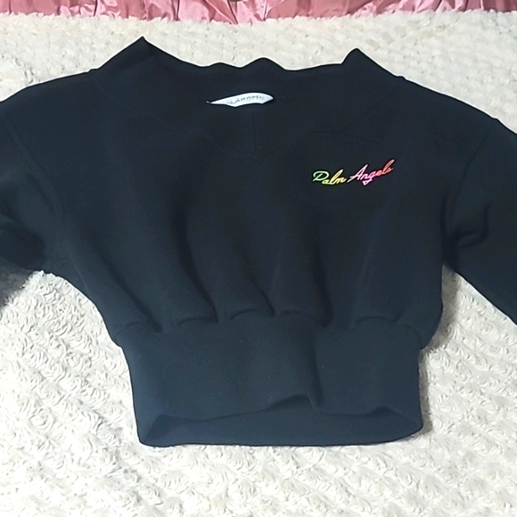 🅴 $630 Palm Angels Miami Logo Off the Shoulder Sweater Sweatshirt - Picture 7 of 12